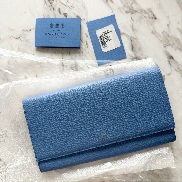 SMYTHSON Marshall Travel Wallet in Panama Blue - Picture 2 of 14